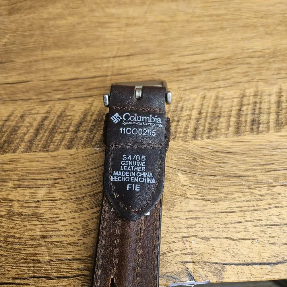 Columbia mens size 34 brown Genuine Leather woven belt